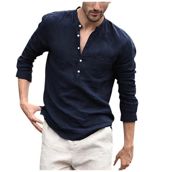 Plaid Collar Tops Turn Down Men Shirts Clothing - Image 4