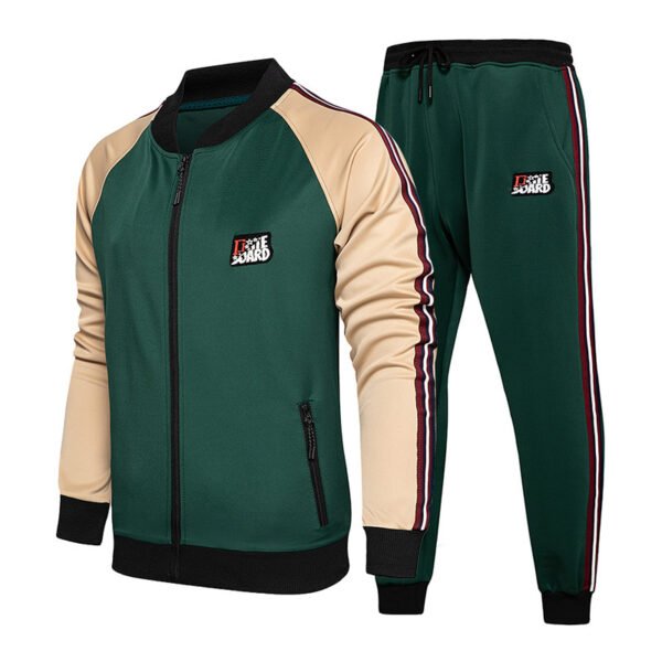 Two-piece set of male tracksuit sports wear fashion colorblock jogging suit autumn winter male gym clothes - Image 3