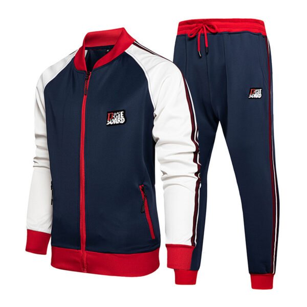 Two-piece set of male tracksuit sports wear fashion colorblock jogging suit autumn winter male gym clothes - Image 5