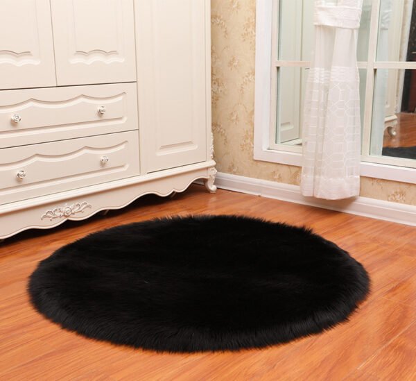 Round Soft Faux Sheepskin Fur Area Rugs for Bedroom Living Room Floor Shaggy Plush Carpet White Home Floor Mat Rug Bedside Rugs - Image 2