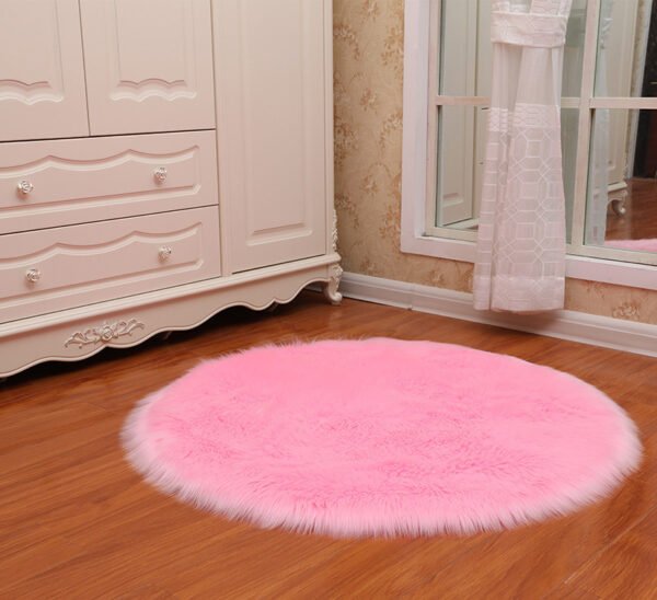 Round Soft Faux Sheepskin Fur Area Rugs for Bedroom Living Room Floor Shaggy Plush Carpet White Home Floor Mat Rug Bedside Rugs - Image 4