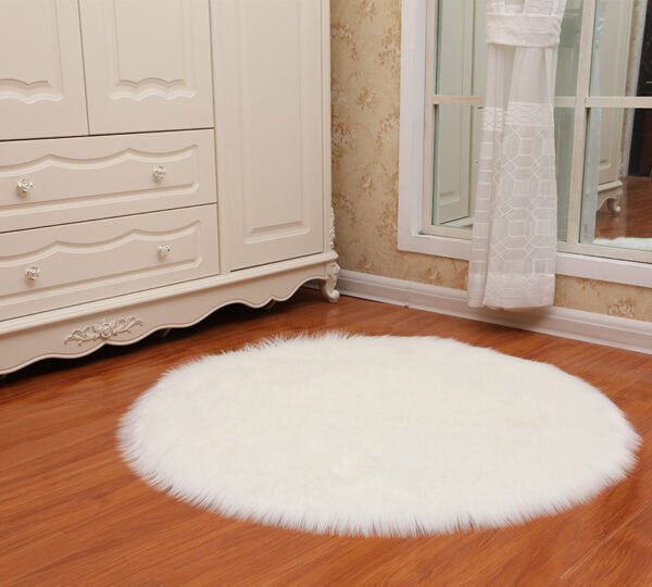 Round Soft Faux Sheepskin Fur Area Rugs for Bedroom Living Room Floor Shaggy Plush Carpet White Home Floor Mat Rug Bedside Rugs