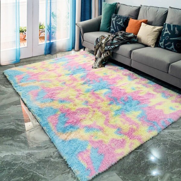 Tie-dyed Wool Carpets, Living Room Plain PV Pile Carpets - Image 3