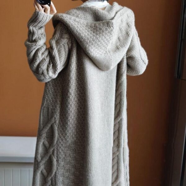 Woman Knit Cardigan Long Coat - Image 5