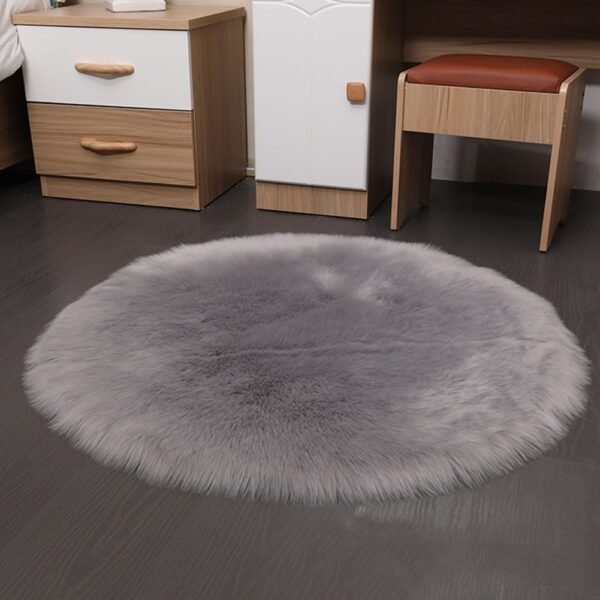 Round Soft Faux Sheepskin Fur Area Rugs for Bedroom Living Room Floor Shaggy Plush Carpet White Home Floor Mat Rug Bedside Rugs - Image 5