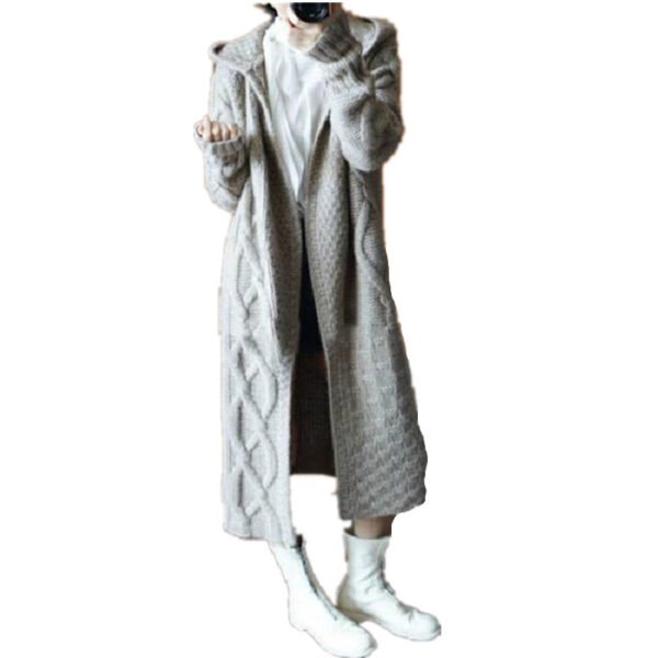 Woman Knit Cardigan Long Coat - Image 8