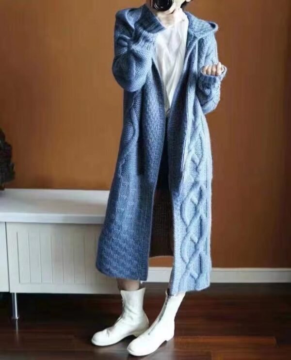 Woman Knit Cardigan Long Coat - Image 7